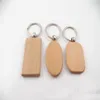 20pcs puste okrągły prostokąt drewniany kluczowy łańcuch DIY Promocja Dostosowane drewniane breloki kluczowe tagi promocyjne prezenty 306U