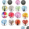 Aimants pour réfrigérateur Arbre de vie Aimant Magnétique Temps Gem Verre Réfrigérateur Autocollant Colorf Plante Décor À La Maison Livraison Directe Jardin Dhany