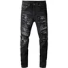 Bandana Paisley imprimé jean homme Patchwork Stretch Streetwear noir Denim crayon pantalon mince maigre déchiré pantalon 669237w