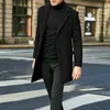 Men's Wool Blends Winter Men Coats Woolen Solid Long Sleeve Jackets Fleece Men Overcoats Streetwear Fashion Long Trench Outerwear 230915