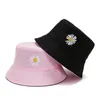 Large bord chapeaux seau femmes double face fleur brodé chapeau de pêcheur en gros double face avec bassin casquette saisonnier soleil 230915