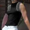 Männer Tank Tops 2023 Mode Rollkragen Ärmellose Streetwear Casual Westen Einfarbig Party Nachtclub Dünne INCERUN S5XL 230915