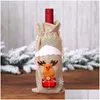 Juldekorationer Röd vinflaska er Snowman Elk Bag Table Drop Delivery Home Garden Festive Party Supplies DH1AW