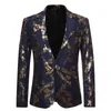 Costumes pour hommes Blazers Hommes Un Bouton Feuille d'or Estampage Golden Floral Imprimé Costume Club Stage Mariage Sport Slim Formel Fit C220n