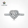 S925 Sterling Silver Ring Female Full Diamond Love Imitation Diamond Ring Fashion Proposal Wedding Handicraft