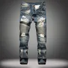 Brand Retro Skinny Biker Jeans Straight Slim Ripped Jeans Tide Men Trousers Hip Hop Elasticity Slim Denim Jeans Pants Homme275t