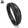 Charm Bracelets ZG Wholesale Men's Braided Leather Armband Heren In Black And Brown Color With Magnetic Elegent Bracelet For Man