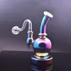 Оптовая торговля Стеклянный стакан Бонг Радуга Dab Rig Красочные стеклянные бонги Кальяны Кальян Линейные водопроводные трубы Perc 14 мм Соединение с мужской стеклянной трубкой масляной горелки и чашей для сухих трав