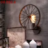 Lampes murales Outela American Style Light Round Creative Roue Forme Design Intérieur Rétro Lampe Luminaires Loft Restaurant LED Sconce