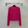 2023 Autumn White / Black Solid Color Panelled Knitted Cardigan Sweater Hot Pink Long Sleeve V-Neck Buttons Single-Breasted Sweaters Coats B3S151316