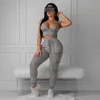 BOOFEENAA Survêtement Sexy Vêtements Pour Femmes Gym Sports 2 Pièces Tenues Crop Top Pantalon Ensembles Assortis Sweat Costumes Lounge Wear C87AE01 T319o