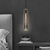 Creative Crystal Tulip Pendant Lamp Copper Suspension Light Luxury Villa Hotel Bar Cafe Bedside Glass Hängande tak ljuskrona