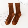 Autumn Winter Medium High Tube Ripped Socks For Men Women Cotton Beggar Socks Couples Thick Needle Stockings Unisex