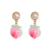 Boucles d'oreilles coréennes en acrylique rose pour fille, douces, pêche, pour femmes, tempérament frais, Aretes De Mujer Modernos