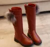 Boots Children Fashion Long 2023 Winter Fur Kids Chelsea Snow Retro Girls Knight mångsidiga mjuka sportskor 230915