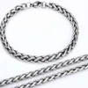 24'' 8 5'' Pure 316L Stainless Steel Silver HUGE 6mm wide wheat Rope chain link Chain Necklace & Bracelet Mens263t