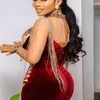 2021 Plus Size Arabic Aso Ebi Burgundy Mermaid Sexy Prom Dresses Beaded Lace Velvet Evening Formal Party Second Reception Gowns ZJ199k