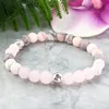 MG1090 Bracelet de pierres précieuses en quartz rose mat Bracelet diffuseur de jaspe zèbre rose Bracelet de perles d'hématite de lave blanche Huile essentielle Yog213U