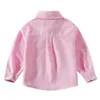 Kids Shirts Kid Girls Blouse Spring Autumn Stripe Long Sleeve Cotton Turn down Collar Baby Boys Toddler Tops Children s Clothing Pink 230915