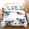 Ensembles de literie Blanc Dessin animé Mignon Koala Motif Ensemble Aniaml Housse de couette avec taie d'oreiller 3 pièces lit enfants doux cadeaux confortables