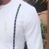 Ubrania etniczne Mężczyźni afrykańskie dashiki bazin koszulka Drukuj koszulki z długim rękawem Tops Muzułmańska moda tradycyjna islamska thobe Male227a