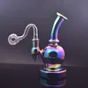 1 Stück Rainbow Oil Rig Shisha Mini Dab Glasbong Duschkopf Perc 14 mm Femlae Rauchglas-Wasserpfeife mit 14 mm männlichem Tabak und männlichem Ölbrennerrohr