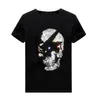 Sommar lyxig stor storlek män färgglada strass kortärmad designer t-shirt crew hals hip hop casual tee modal tyg243d