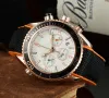 2023 Hoge kwaliteit heren quartz uurwerk horloge grijze wijzerplaat heren roestvrij staal glas achterkant sport rubberen band polshorloges horloges