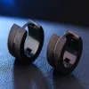 Boucles d'oreilles à clous pour hommes, en acier inoxydable, Cool, cerceau, noir, bleu, argent, Gold2598