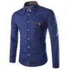 Hela Camisa Masculina Fashion Urban Single Men Shirt Pocket Design Enkel långärmad skjorta Slim Stitching Quality213A