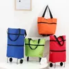 Shopping Bags Foldable Trolley Tote Bag With Wheels Reusable Grocery Food Organizer Supermarket Shopper Cart Folding Vegetables