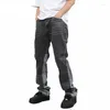 Мужские джинсы в стиле ретро, европейский и американский стиль High Street, хип-хоп, слегка зашнурованные, индивидуальные, широкие, соответствующего цвета, тонкие