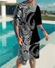 Chándales para hombres Camiseta casual de verano Pantalones cortos Impresión 3D Arte de la moda Personalidad Deportes callejeros Correr Tamaño de gran tamaño Conjunto de dos piezas