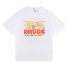 2023 männer und frauen Mode T-shirt Marke Rhude s Print Straße Oversize Einfache Illustration Kurzarm T-stück Paar m294a