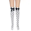 Women Halloween Christmas Thigh High Stockings Striped Polka Dot Cross Skeleton Print Sweet Bowknot Masquerade Cosplay Over Knee