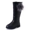 Boots Children Fashion Long 2023 Winter Fur Kids Chelsea Snow Retro Girls Knight mångsidiga mjuka sportskor 230915