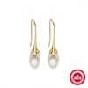 Stud Earrings AIDE Pure 925 Sterling Silver Water Drop Pearl Women Fashion INS Hook Dangle Earring Ear Drops Brincos De Prata Jewelry