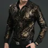 Hela- nya våren Mens Velvet Shirts Men barock varumärke lyx Heren Kleding Chemise Homme Leopard Print Marque Abbigliamento U312P