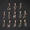 A-Z 브러시 글꼴 문자 목걸이 목걸이 펜던트 24 인치 로프 체인 입방 지르코니아 남성용 힙합 보석류 270k