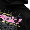 Erkek Hoodies Puff Baskı SP5der Hoodie Erkek Kadın Yüksek Kaliteli Örümcek Kapşonlu Ağır Kumaş Örümcek Web Külot Pembe EEFX