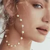 Fashion Women Faux Pearl Beaded Charm Big Hoop Earrings Statement Jewelry Gift236w