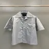2023 Spring Summer New Arrival 100% Cotton Oversized Bowling Shirt Short Sleeve euro size s to xl227v