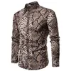 Fashion Trend Men's Long Sleeve Button Shirt Tops Slim Fit Unique Stylish Snake Skin Pattern Shirts Pre-fall Clothes278q