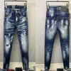 2022 Nouveaux Hommes Jeans Trou Bleu Clair Gris Foncé Italie Marque Homme Pantalon Long Pantalon Streetwear Denim Skinny Slim Droit Biker Jean 179I