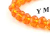 Bracelet de perles de cristal à facettes de 8 mm de couleur orange pour femmes, bracelets extensibles de style simple, lot de 20 pièces, Whole2619