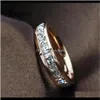 Band Drop Delivery 2021 Geometric Design Fashion Wedding Rose Gold Ring Titanium Steel Rings for Women Summer Engagement Smycken R236O