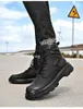 Yeni blok erkek botları kahverengi sürü kare ayak parmağı dantel-up erkekler erkekler için kısa botlar botas de hombre erkek botları erkekler için parti ayakkabıları 38-44