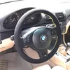 DIY All Black Wildleder Roter Faden Handgenähter Wrap Lenkradbezug für BMW E46 E39 330i 540i 525i 530i 330Ci M3 2001-032728