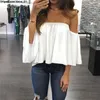 Off Fashion Women Shoulder Top Long Sleeve Pullover Casual Blouse Hals Langarm Chiffon Schulter Blouse Fashion New