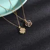 Pendant Necklaces Four-leafed Clover Designers Jewelry Diamonds Necklace Women Titanium Steel Gold-plated Never Fade Not